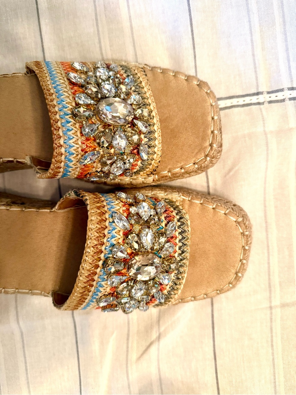 WHITE MOUNTAIN NEW SIZE 10 Embellished Woven Slide wedge Sandals - Picture 5 of 8